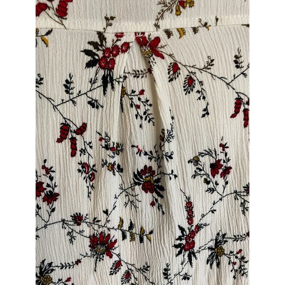 POL Ombre Floral Button Up Blouse Sz M Pink Red Cream Boho Gauze Top Casual - Picture 7 of 11